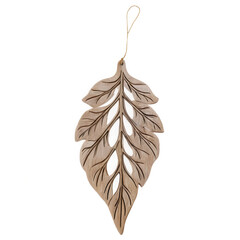 Hand Carved Wooden Leaf Ornament Intricate Design, Natural Wood Wall Hanging Decor
