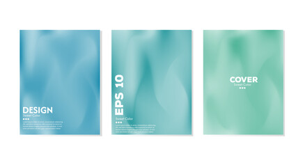 Collection of blue green wave backgrounds with soft and shiny pastel color gradations. Luxurious pastel color combination.