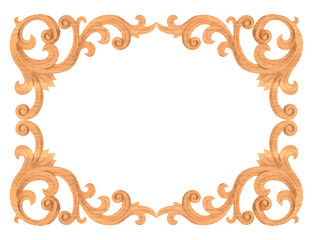 Pattern of wood frame carve on white