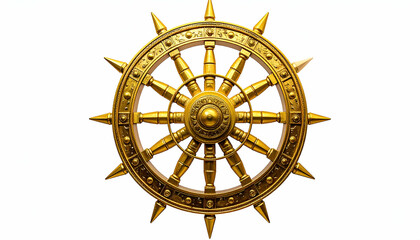 Golden Dharmachakra Vector Graphic of the Wheel of Dharma with Eight Spokes