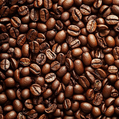 Fototapeta premium Rich Aromatic Roasted Coffee Beans A Close-Up View of Dark Brown Coffee Beans
