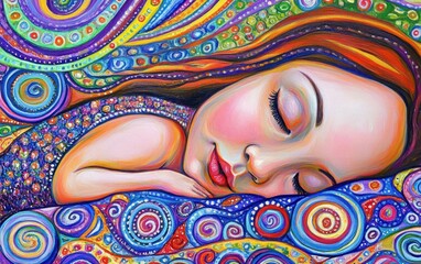 Colorful sleeping child