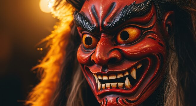 鬼の面、伝統的な日本の悪魔のマスク、お祭りや文化的なイベント用