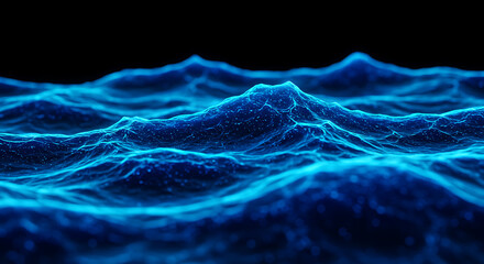 Abstract Blue Digital Waves Futuristic Technology Background Glowing Energy Digital Landscape