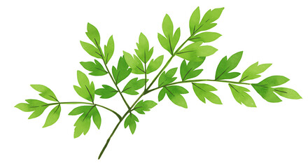 Naklejka premium Lush Green Sprig of Foliage Vibrant Watercolor Botanical Illustration of Leaves and Stem