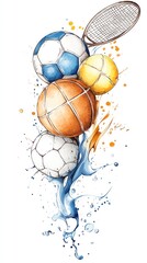 Colorful sports balls in motion