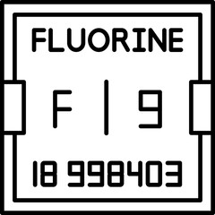 Fluorine element icon in flat vector style featuring atomic number and symbol, great for science infographics, chemistry visuals, and periodic table education materials