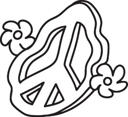 groovy illustration element hand drawn vector, cherry, flowers, rainbow, mashroom, glasses, peace