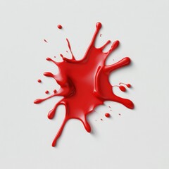 A vibrant splash of red paint captured on a clean white background for creative projects.