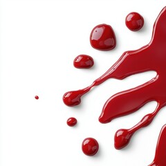 A vibrant splash of red paint on a clean white background, perfect for artistic projects.