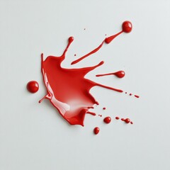 A vibrant splash of red paint on a white surface, showcasing dynamic color movement.