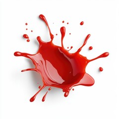 A vibrant splash of red paint, artistically captured on a white background.