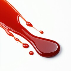 A vibrant splash of red sauce flowing smoothly on a white surface, creating an artistic flair.
