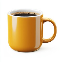 A vibrant yellow coffee mug filled with rich, dark coffee for your morning boost.