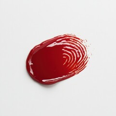 A vivid red paint smear showcasing artistic texture and vibrant color.