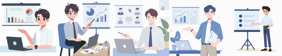 vector of young man making a presentation