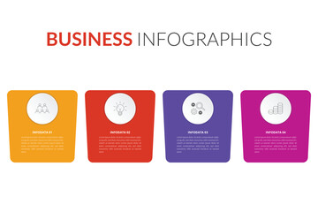 Business process infographic template. Thin line design with numbers 4 options or steps. Vector illustration graphic design