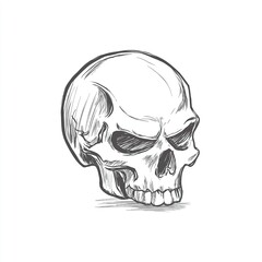 Obraz premium Abstract monochrome skull icon with clean vector lines and negative space balance, ideal for industrial logo concepts, poster graphics or minimalist product packaging design.