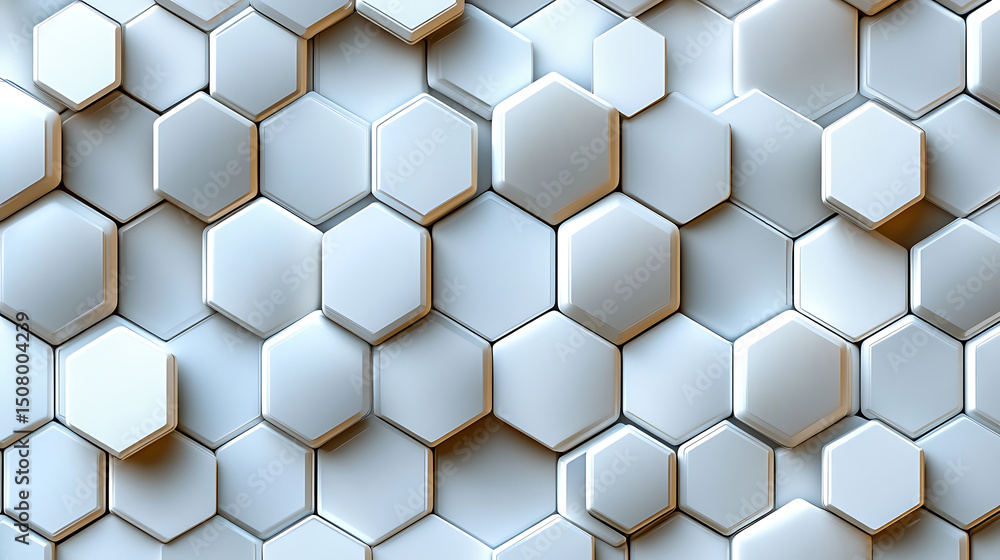 Poster abstract white hexagonal grid surface with light and shadow for modern background design application
