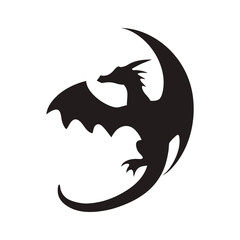 Dragon silhouette, Dragon head, dragon wings silhouette
