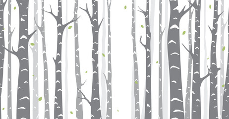Birch Tree Silhouette seamless Background, illustration for nursery, wall, book cover, backdrop, greeting cards and Interior design for kids room