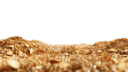 Stack of golden organic wheat isolated on transparent background, healthy cereal grains material. PNG