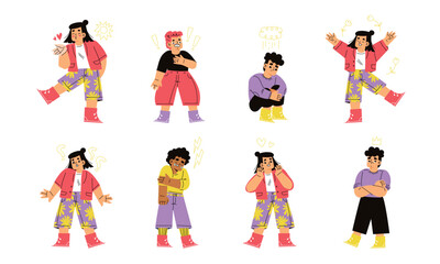 Dynamic Pixel Art Characters in Various Poses for Depicting a Range of Emotions and Styles