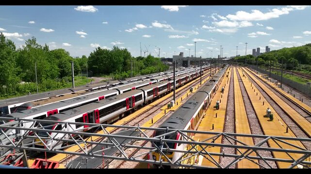 Close up view of trains standing on station in the capital