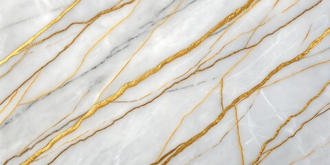 Elegant White Marble Texture with Golden Veins Luxury Stone Background