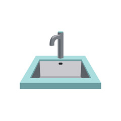 Fototapeta premium Isolated Illustration of a Modern Bathroom Sink with Chrome Faucet and Light Blue Surround