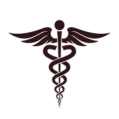 Caduceus Medical Symbol with Two Snakes and Wings Illustration for Healthcare and Medicine
