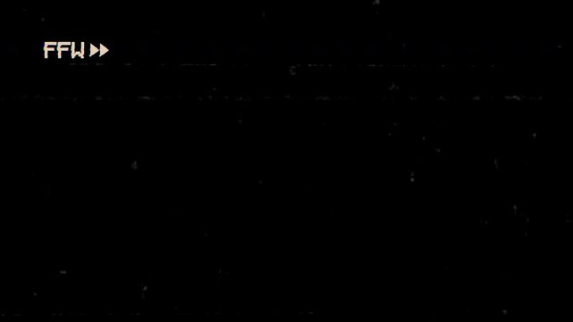 FFW VHS analog video black screen. 4K Video