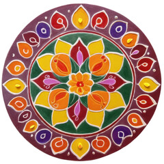 Vibrant Handmade Diwali Rangoli Tile A Traditional Indian Festive Design