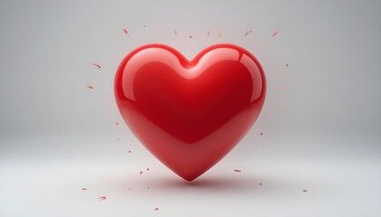 Vibrant 3D Red Heart on White Background - Love, Romance, Valentine's Day, and Healthcare Symbol