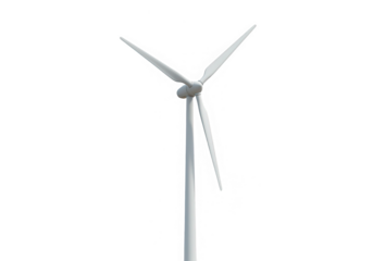 Wind turbine for renewable energy isolated on transparent background