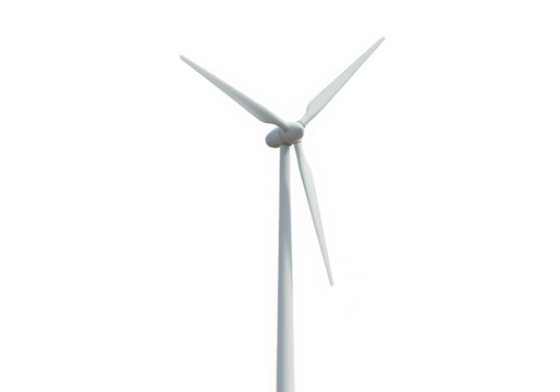 Wind turbine for renewable energy isolated on transparent background