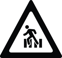 traffic sign Black pedestrian crossing sign people crossing