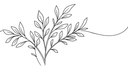 Naklejka premium Elegant Line Art Botanical Illustration Simple Leaves and Branches Design