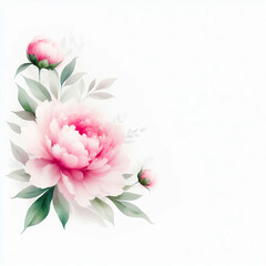 Gentle greeting card with pink peonies
