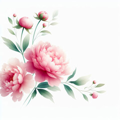 Gentle greeting card with pink peonies

