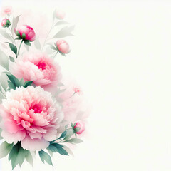 Gentle greeting card with pink peonies
