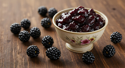 Homemade Blackberry Jam Recipe: Delicious Berry Preserve in Vintage Bowl