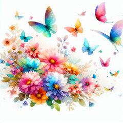 Watercolor greeting card with butterflies

