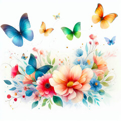 Watercolor greeting card with butterflies
