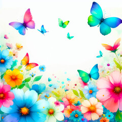 Watercolor greeting card with butterflies
