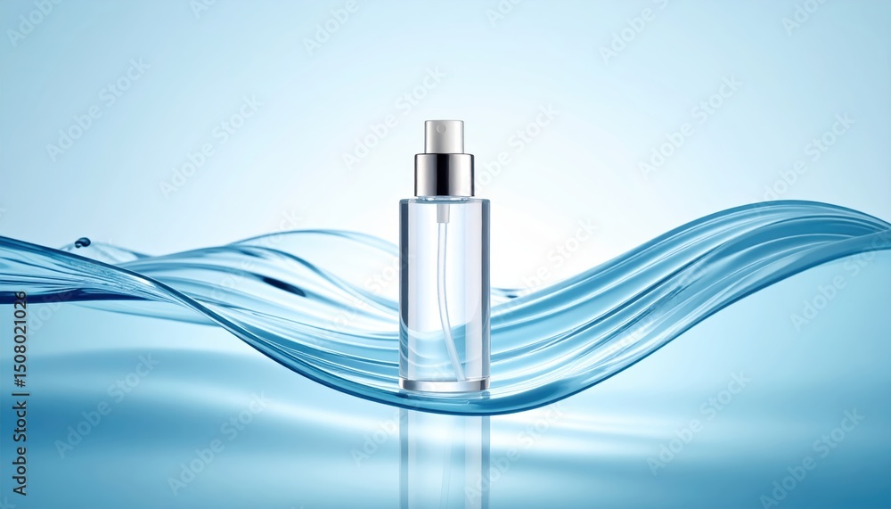 Poster refreshing hydration, a bottle of water with dynamic wave splash refreshing