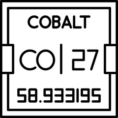 Cobalt vector icon with atomic number and symbol, designed for educational infographics, digital periodic table sets, and STEM-focused science or chemistry learning materials