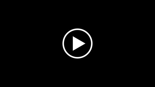 play icon, video play icon for website and mobile design animation on black background. glowing play button animation. Press to play.