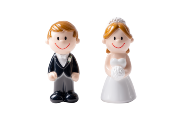 Isolated wedding cake toppers studio figurines