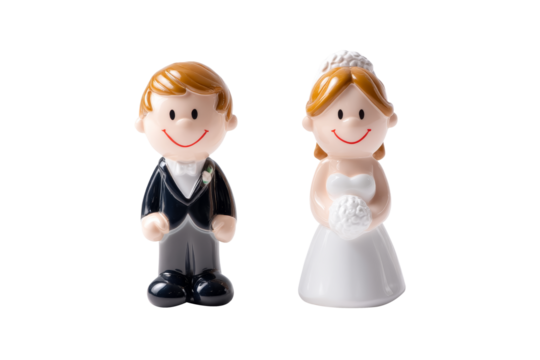 Isolated wedding cake toppers studio figurines